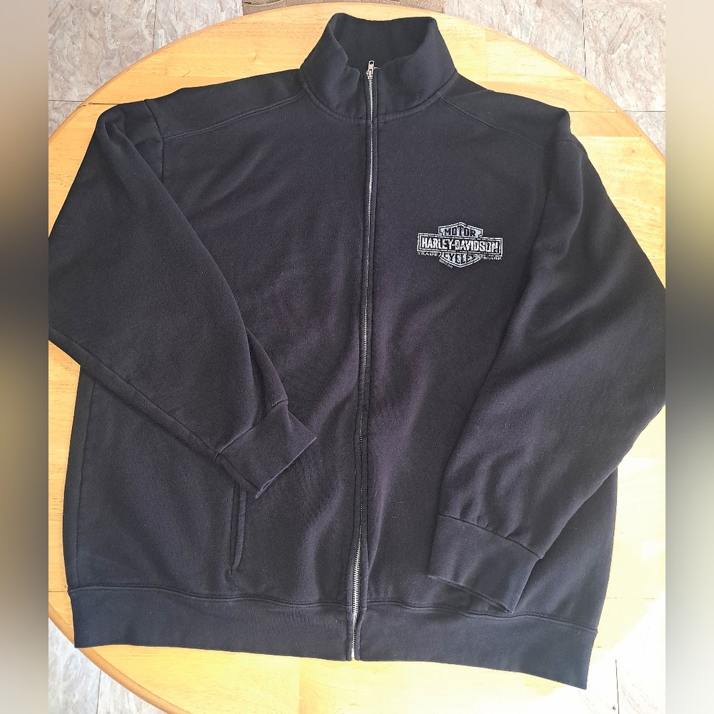 Harley Davidson men's zip front cotton sweatshirt, black, size 4XL
